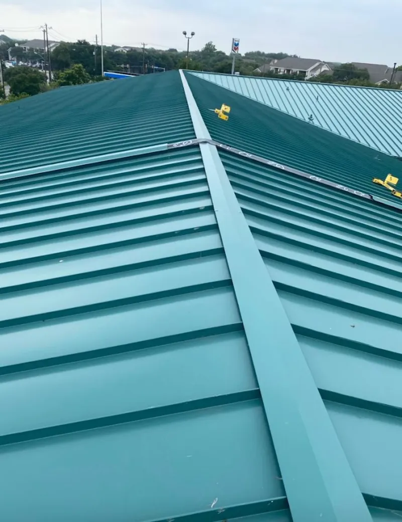 Green commercial metal roof ridge and valley for Metal Roof Repair in Washington
